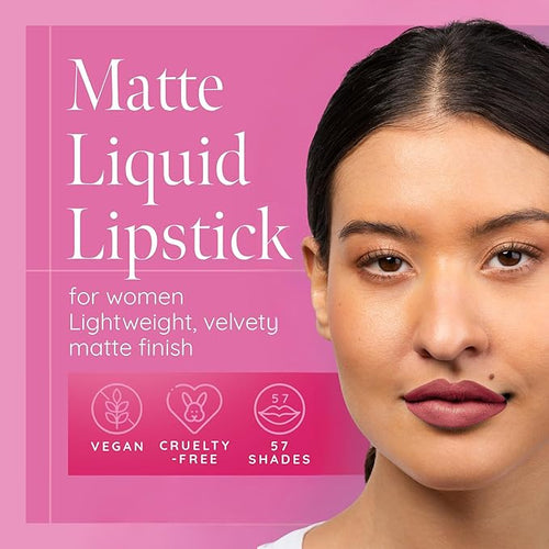 Aromi Rosy Chestnut Matte Liquid Lipstick | Warm, Earthy Rose Lip Color, Vegan, Cruelty-free, Smudge Proof + Long-Lasting Lipstick (Stella Rosae)