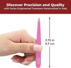 Venus by Regine Slant Tweezers - Handmade Precision Tool for Women & Men, 25-Degree Angle for Shaping Eyebrows & Grooming Facial Contours, Suitable for Eyebrow & Facial Hair Removal (Pink)
