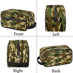 Green Camo Portable Travel Toiletry Bag, Camouflage Print Dopp Kit Cosmetic Organizer Makeup Bag Shower Shaving Bag for Men Women