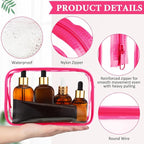 Weewooday 12 Pieces Clear Makeup Bags Cosmetic Storage Bags PVC Zipper Pouches Travel Waterproof Makeup Plastic Case for Women Organizing Toiletries Traveling Bathroom(Large,Rose Red)