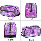 Custom Travel Cosmetic Bag with Name, Personalized Large Capacity Weekend Toiletry Bag Portable Bathroom Makeup Organizer, Watercolor Purple Galaxy