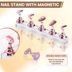 Nail Art Tools Set, 15 Nail Art Brushes 6 Nail Dotting Tool 3 Nail Stickers 2nail buffer 2 toe separator with Nail Stand Holder for Nail Tech & Beginners Nail Art Supplies Kit (Pink)
