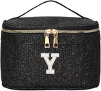 EURYNOME Makeup Bag with Custom Letter Y, Water-Resistant Travel Organizer Pouch, (8.3x5.1x5.1 Inch) Cosmetic Case for Women