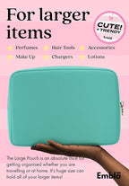 Embla Makeup Bag Travel Cosmetics Pouch and Toiletry Bag, Nylon Zipper Pouch Purse, Cute Make Up Organizer Storage Tote for Women Girls, Waterproof Travel Skincare Case, Large Makeup Bags, Cotton Candy