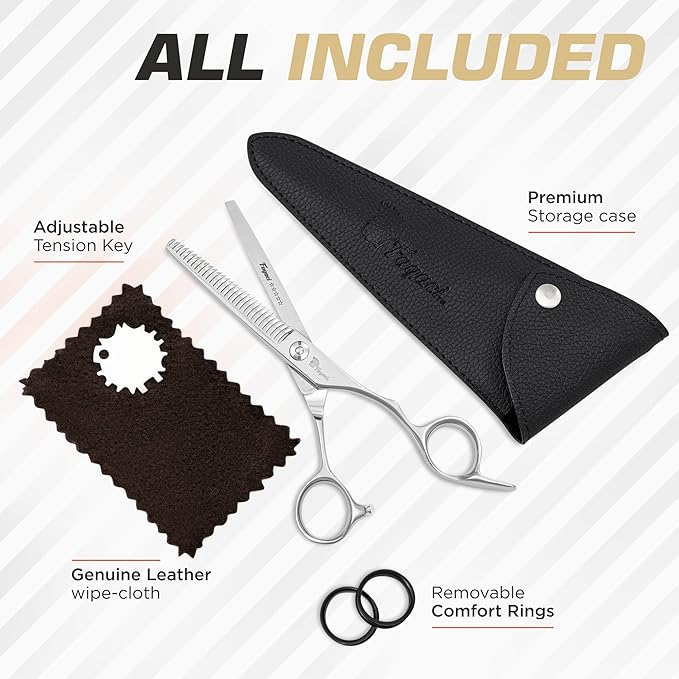 Fagaci Hair Thinning Scissors 6" with 440C Steel, Extreme Sharpness & Precise Cuts Texturizing Shears, Professional Hair Scissors, Barber Scissors Set, Slim Blades Texturizing Scissors