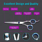 Stainless Steel Hair Cutting Scissors 6.5 Inch Hairdressing Razor Shears Professional Salon Barber Haircut Scissors, One Comb Included, Home Use for Man Woman Adults Kids Babies