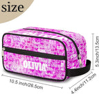 Custom Travel Toiletry Bag for Women, Large Makeup Bag, Cosmetic Bag, Comestic Essentials for Women, Watercolor Pink Leopard