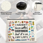 Travel Gifts Makeup Bag, Travelers Gifts for Women, Gifts for Women Who Like to Travel, Adventure I Haven't Been Everywhere But It's on My List Zipper Makeup Pouch