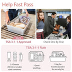 PACKISM TSA Approved Toiletry Bag - Glitter Textured Clear Travel Bag, Personalized and Fashion, with 180° Large Opening and Supporting Frame, Perfect for Travel Essentials, Thick No Smell, Purple