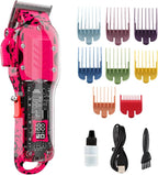 Professional Hair Clippers for Men, Cordless Barber kit for Hair Cutting & Grooming, Pink Hair Clippers Set for Barber Haircut with LED Display 8 Fade Taper Combs