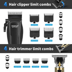 HIENA PRO Professional Cordless Hair Clippers for Men, T-Blade Beard Trimmer & Foil Shaver Set, Barber Clipper Hair Cutting Grooming Kit, Barber kit