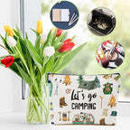 Camping Gifts Makeup Bag Camping Gift Cosmetic Bag Camping Accessories for Women Girls Camping Lovers Friend Sister Daughter Travel Organizer Zipper Pouch Graduation Birthday Friendship Gifts