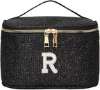 EURYNOME Makeup Bag with Custom Letter R, Water-Resistant Travel Organizer Pouch, (8.3x5.1x5.1 Inch) Cosmetic Case for Women