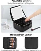 Chomeiu Makeup Bag with LED Mirror, Travel Makeup Case for Women and Makeup Artists Cosmetic Organizer Large Make Up Bags with Light Up Mirror, 3 Color Lights, Adjustable Dividers, Crocodile Pattern