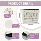 Christian Floral Makeup Bag Pouch, Grow in Grace 2 Peter 3:18, Religious Christian Gifts for Women, Bible Verse Gifts, Bible Verse Cosmetic bag
