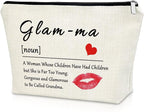 Sazuwu Grandma Gifts: Makeup Bag for Mother's Day, Retirement, Birthday & Christmas - Glamma Travel Pouch