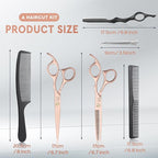 JASON Professional 10-Piece Haircut Scissors Set - 6.7" Thinning/Texturizing Scissors, Straight Shears for Men, Women & Home Salon (30 Teeth, Rosegold)