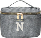 EURYNOME Makeup Bag with Custom Letter N, Water-Resistant Travel Organizer Pouch, (8.3x5.1x5.1 Inch) Cosmetic Case for Women