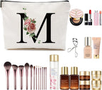Initial A-Z Personalized Letter Makeup Bag, Monogrammed Bridesmaid Gifts/Presents Cosmetic Bag, Portable Stationery Storage Organizer Pouch, Friendship Love Travel Makeup Bags