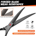 JASON 7.5" Dog Grooming Scissor - Professional Down-curved Shear with Ergonomic Handle Japanese Stainless Steel Hair Scissor for Dogs, Cats and Other Pets, Sharp (Down-curved, Black) Christmas Gift