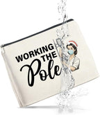 Nurse Gifts Makeup Bag, Funny Nurse ICU Nurse ER Nurse RN Appreciation Gifts, Nurse Graduation Gifts, Working The Pole Nurse Zipper Makeup Pouch