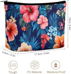 Travel Cosmetic Bag, Large Makeup Case, Toiletry Bag, Personality Fashion Zipper Cosmetic Case Tropical Hawaiian Colorful Hibiscus Flowers