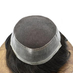 FACE MIRACLE Lace Front Mens Toupee Human Hair System Swiss Lace Center Toupee for Men Thin Skin PU Around Hair Replacement System V-Looped Mens Hair Wig Units 6"X9" 1B# OFF BLACK