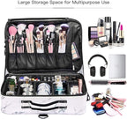 Travel Makeup Bag 3 Layers PU Leather Large Makeup Train Case Professional Cosmetic Bag Organizer Storage Artist Bag with Adjustable Strap Marble Pattern