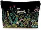 Small Makeup Bag for Purse Cute Canvas Waterproof Cosmetic Bags for Women Zipper Travel Toiletry Pouch-Wildflowers Makeup Bags