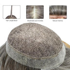 FACE MIRACLE Mens Toupee Lace Front Hairpieces Soft Human Hair Replacement System Natural Hairline Toupee for Men French Lace Mens hair Units 8"X10" #350 3# DARK BROWN WITH 50% SYNTHETIC GREY