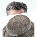 FACE MIRACLE Mens Toupee Lace Front Hairpieces Soft Human Hair Replacement System Natural Hairline Toupee for Men French Lace Mens hair Units 8"X10" #350 3# DARK BROWN WITH 50% SYNTHETIC GREY
