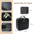 Portable Travel Cosmetic Bag with LED, 3-color Adjustable Cosmetic Organizer, Women's Cosmetic Case, Mirror Makeup Bag Case Rechargeable (Black)