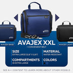 Extra Large (11.8”x11.8”x4”) Hanging Travel Toiletry Bag for Men and Women - Cosmetic Travel Bag With Shoulder Strap - Waterproof Hygiene Bag with Metal Swivel Hook and 19 Compartments for Toiletries