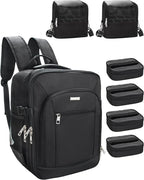 TANTO Makeup Backpack Makeup Artist Bag Professional Extra Large Cosmetic Bags Travel Train Case Storage Organizer Double-Layer Cosmetic Case with 4 Pouch and 2 Brush Bag (Black, Three)