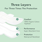 Rael Organic Cotton Cover Pads with Wings - Regular Absorbency, Unscented, Ultra Thin for Women (Regular, 42 Count)