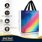 Nush Nush Gradient Gift Bags Bulk – Set of Reusable Rainbow Gift Bags With Medium Size and Holographic Finish - Ideal Goodie Bag for Birthday Party Favors, Kids Party, Events - 8x4x10