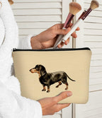 Funny Dachshund Weiner Dog Makeup Bag - Cosmetic Bag Gift Idea for Dog Lovers, Teen Girls, Women; Perfect for Dachshund Moms, Daughters, Sisters