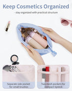 Narwey Small Makeup Bag for Travel Women Girl, Puffer Cosmetic Bag Makeup Pouch for Purse with Zipper, Cute Puffy Make Up Organizer Bags, Travel Toiletry Bag Toiletries (Light Blue)