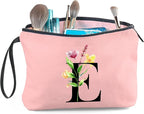 Women Birthday Unique Bride to be Bridal Shower Initial Gifts for Mom Sister Friend Her Teacher Aunt Makeup Cosmetic Bag with Mirror Mothers Day Christmas Graduation E
