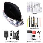 Flower Makeup Bag for Travel Cosmetic Storage Pouch Waterproof Polyester Metal Zipper, Retro Camellia