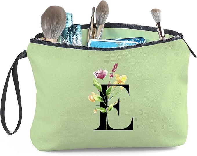 Women Birthday Unique Bride to be Bridal Shower Initial Gifts for Mom Sister Friend Her Teacher Aunt Makeup Cosmetic Bag with Mirror Mothers Day Christmas Graduation E