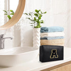 Personalized Initial A-Z Preppy Patch Makeup Bag,Small PU Chenille Letter Cosmetic Bag with Zipper for Teen Girls,Black Cute Toiletry Organizer Bag,Monogram Makeup Case Gift for Women Girls,Letter A