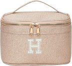 EURYNOME Makeup Bag with Custom Letter H, Water-Resistant Travel Organizer Pouch, (8.3x5.1x5.1 Inch) Cosmetic Case for Women