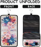 Travel Toiletry Bag for Women & Men Colorful Art Flowers Hanging Cosmetic Organizer Portable Waterproof Makeup Case Make Up Bag with Compartments Travel Essentials for Bathroom Shower