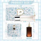 Personalized Quilted Cosmetic Bag, Puffy Monogrammed Christmas Birthday Gifts for Women & Girls, Cute initial Floral Makeup Bag Puffer Coquette Bag, Aesthetic Travel Toiletry Zipper Pouch(Blue,P)