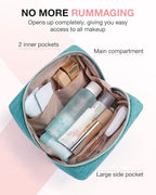 BAGSMART Small Makeup Bag, Travel Cosmetic Bag Make Up Pouch Small Travel Zipper Pouch,Water-resistant Toiletry Bag,Makeup Organizer Bag for Women, Blue