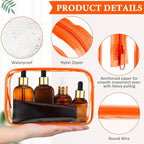 Weewooday 12 Pieces Clear Makeup Bags Cosmetic Storage Bags PVC Zipper Pouches Travel Waterproof Makeup Plastic Case for Women Organizing Toiletries Traveling Bathroom(Medium,Orange)