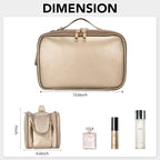 Travel Makeup Bag Women's Large Capacity Cosmetic Portable Organizer Large Opening Waterproof Storage Toiletry Bags Vertical Free-Standing Brush Holder for Easy Access Copper