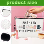2pcs Cats Makeup Bags for Women, Cute Cat Themed Gifts Cosmetic Bag Travel Zipper Pouch for Sister Bestie, Christmas Birthday Gifts for Women Girls Cat Mom