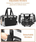 Relavel Extra Large Makeup Case and Clear Makeup Bag, Professional Cosmetic Storage Organizer Box Brush Holder with 4 Clear Set Bags & Lipstick Plate for Makeup Artists with Adjustable Dividers, Black